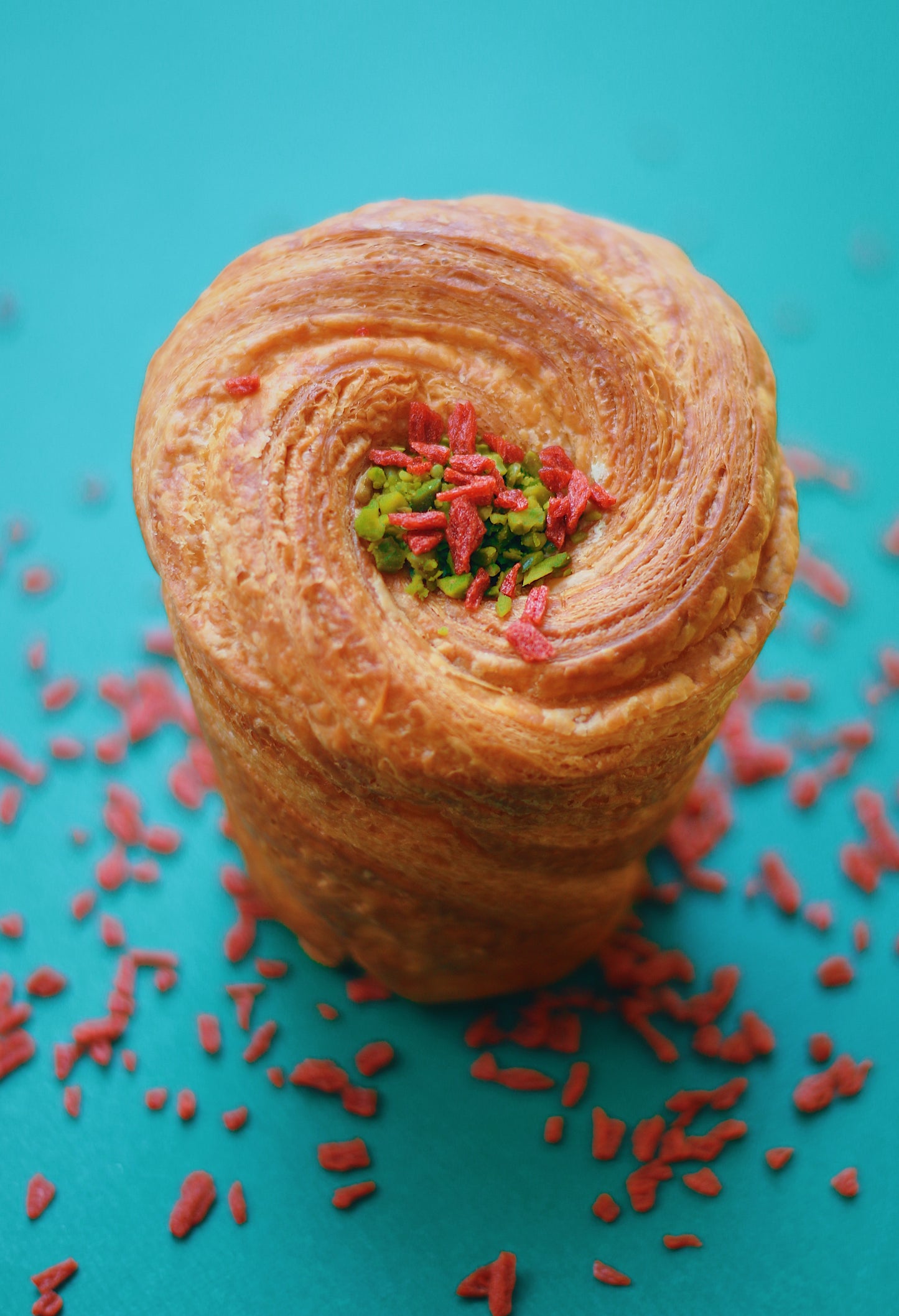 Pistachio Strawberry Crunch Cruffin